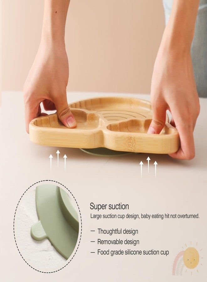 let's make Bamboo Suction Plates Bowls Set for Baby Toddler Divided Platter Food bowl with Silicone Fork & Spoon All-Natural Baby Feeding Set for Baby-Led Weaning, Non-Slip Design - Image 3